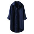 thumbnail image 1 of Blouses en Lin Décontractées pour Femmes Manches Longues Chemises Boutonnées, 1 of 6