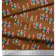 thumbnail image 3 of Soimoi Brown Poly Georgette Fabric Human Group Decor Fabric Printed Yard 42 Inch Wide, 3 of 3