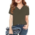 thumbnail image 2 of Plebaso T-Shirts à Col en V pour Filles T-Shirts à Manches Courtes pour Garçons T-Shirts Basiques Unis Décontractés Amples Hauts d'Été pour Enfants, 2 of 5