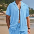 thumbnail image 1 of EOYWHK Mens Short Sleeve Shirt Lightweight Button Down Cardigan Solid Color Summer Hawaiian Shirt with Pockets, 1 of 6