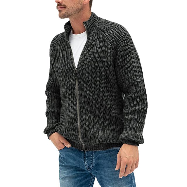 UKAP Men Cardigans Open Front Outwear Single Breasted Cardigan Sweater Slim Fit Winter Sweaters Deep Gray XXL