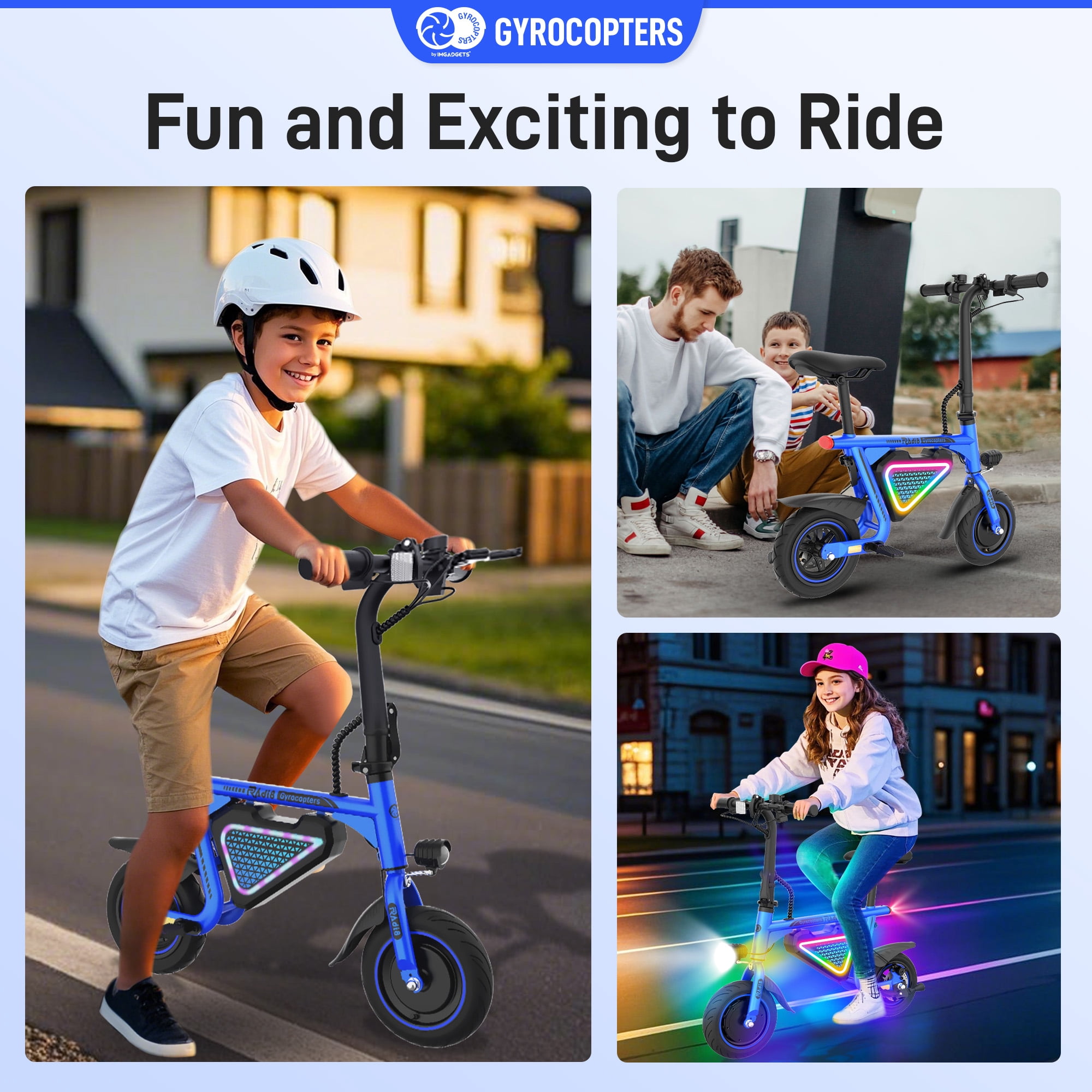 Gyrocopters Radi8 Electric scooter (Blue) | UL 2272 approved | 25