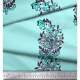 thumbnail image 3 of Soimoi Moss Georgette Fabric Leaves & Floral Block Print Fabric by The Yard 42 Inch Wide, 3 of 3