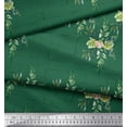 thumbnail image 2 of Soimoi Green Rayon Fabric Square & Leaves Printed Fabric 1 Yard 58 Inch Wide, 2 of 3