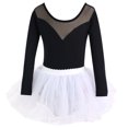 thumbnail image 1 of Justaucorps de Ballet pour Filles à Manches Longues, Robe de Gymnastique, Combinaison Dos Nu en Maille, Tenue de Danse Extensible pour Enfants, Tenue Tutu, 1 of 2