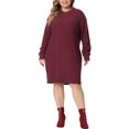thumbnail image 2 of GRACE & GRANDEUR Robe Chandail Grande Taille pour Femmes à Manches Longues en Tricot Chandail Court Robes Chandail Armée 3X Bourgogne, 2 of 6