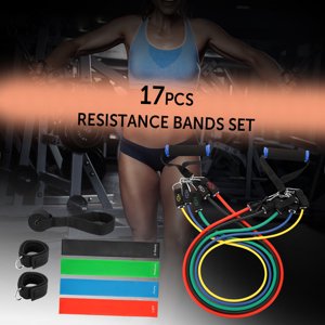 17Pcs Bandes de résistance Ensemble entraînement fitness Exercice Bandes en déshab Bandes à boucle Bandes Tube Bandes Anchor de porte Poignées avec sacs de transport f