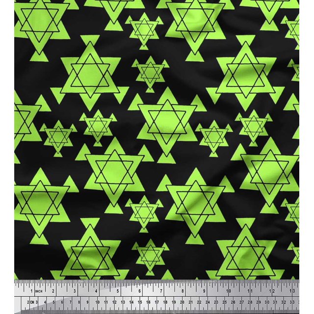 Soimoi Rayon Fabric Star Tetrahedron Geometric Decor Fabric Printed Yard 42 Inch Wide