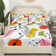 thumbnail image 3 of Music Sheet Set Watercolor Geometry Saxophone Full Sheets Kids Boys Girls Colorful Musical Notes Bed Sheets Set Music Theme Instrument Bed Set Cute Bedroom Decor, 3 of 7