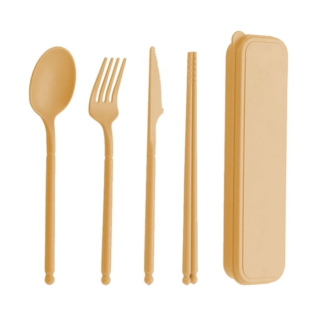 TIMIFIS Camping Tableware Wheats Straw Knife, Fork and Spoon Three-Piece Set, Camping Out Convenient Tableware Set, Children's Tableware Gifts Camping & Hiking