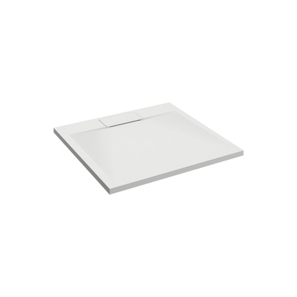 Emberveil White SMC Shower Base 36" x 36" – Low Profile Anti-Slip Stone Texture with Side Drain