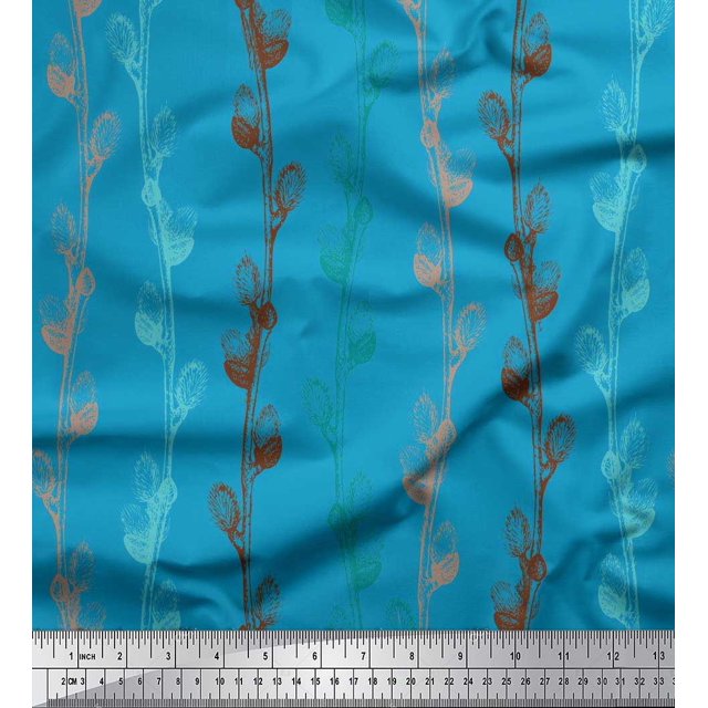 Soimoi Japan Crepe Satin Fabric Clover Flower Printed Fabric 1 Yard 42 Inch Wide