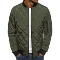 thumbnail image 1 of Mikilon Men Solid Casual Stand-up Collar Zipper Diamond Stitched Pocket Jacket Coats, 1 of 4