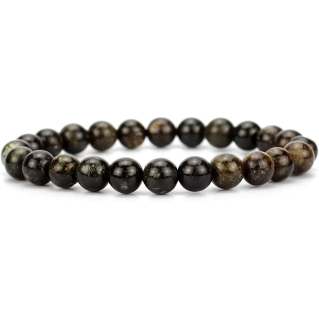 Bracelet Extensible Unisexe en Perles Rondes de 8 mm en Biotite Naturelle Mica Noir