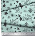 thumbnail image 3 of Soimoi Green Modal Satin Fabric Star & Snowflakes Text Fabric Prints By Yard 42 Inch Wide, 3 of 5