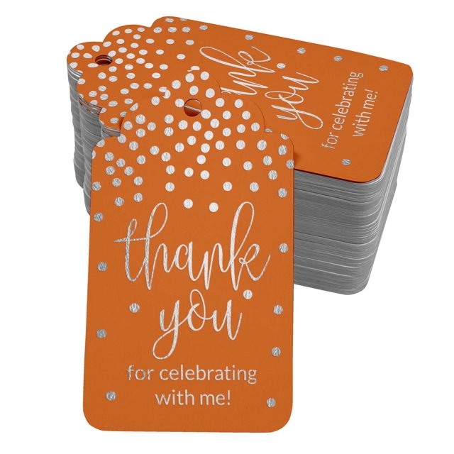 Inkdotpot Pack Of 100 Real Silver Foil Paper Tags ThankYou For Celebrating With Me Birthday Favor Hang Tags