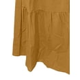 thumbnail image 4 of Sexy Dance Robe Longue pour Femmes, Décor de Boutons, Robes Maxi, Col en V, Plissée, Manches Longues, Jaune - Brun, 3TG, 4 of 5