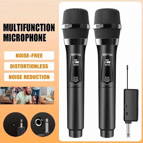 Microphone Sans Fil Universel à Segment en U Rechargeable, Microphone un à Deux, Microphone à Segment en U pour la Maison, K-Singer, Microphone Portatif, 1 Ensemble * Micro Dynamique Sans Fil, Noir