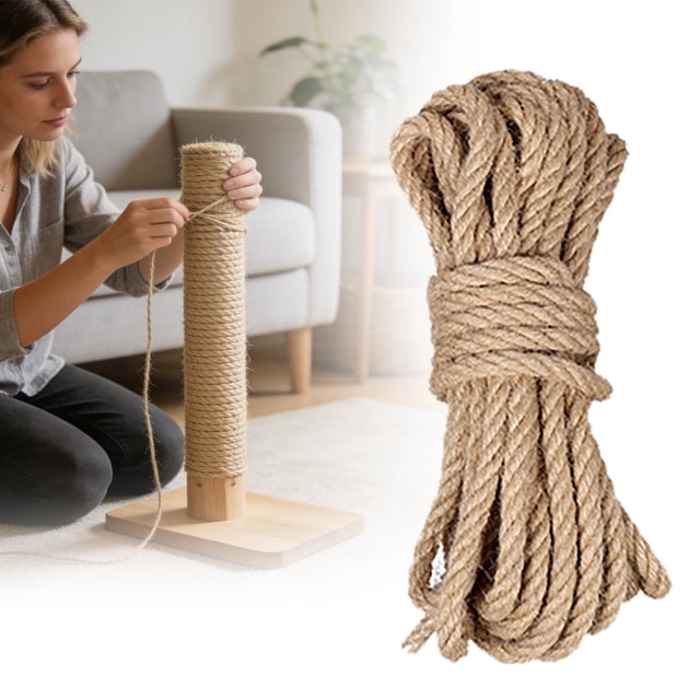 Diy Cat Tree with Sisal Rope, 12Mm*10M, Friendly Sisal Rope for Repair and Replacement of Scratching Posts with Jute for Crafting and Home Decor