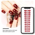 thumbnail image 1 of 24 Pcs Ongles Postiches Ballerine Courts Résistants aux Rayures Forme Coffin Colorés Style Français Bricolage Personnalité Unique Ongles Acryliques 34 Rouge Foncé, 1 of 4