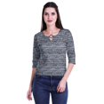 thumbnail image 4 of Moomaya Printed Keyhole Neck Ring Top Casual 3/4th Sleeve Tees Tank Tunic Top, 4 of 5