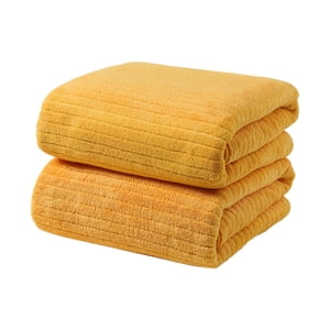 Towels pour salle de bain en clairance 2Pcs Serviette de velours de corail pour adulte usage quotidien à la maison Serviette sèche absorbante qui ne cheveux bande de serviette de plage - 75*35Cm Jaune