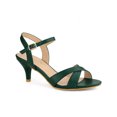 thumbnail image 1 of BLISSFUL STEP Sandales à Talon Chaton à Brides Croisées pour Femmes Vert Foncé 6..5, 1 of 7