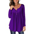 thumbnail image 1 of Yuyuzo Womens Fall Shirts Long Sleeve Casual Scoop Neck Buttons Ruffled Tunic Tops Flowy Blouses, 1 of 5