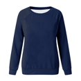 thumbnail image 4 of PEZHADA Chandails d'Automne pour Femmes en Liquidation Chandail à Col Rond pour Femmes, Chandail à Enfiler pour Femmes à Manches Longues Col Rond Chandail Uni Hauts Blouse Bleu Foncé, 4 of 4