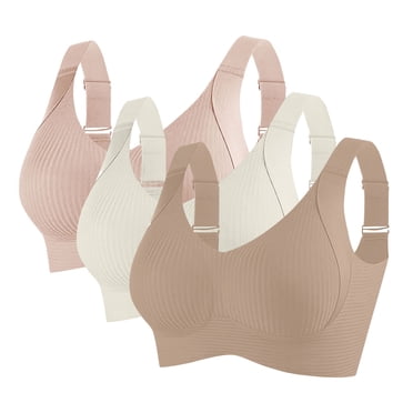 Karight 3 Pack New Roarrave Bra, Roarrave Bras for Women, Women's Ribbed Push up Adjustable Wireless Bra