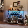 thumbnail image 2 of Kojooin Wine Bar Rack Cabinet with LED Lights and Power Outlet, Mini Home Bar with Storage and Glass Holder, 2 of 7