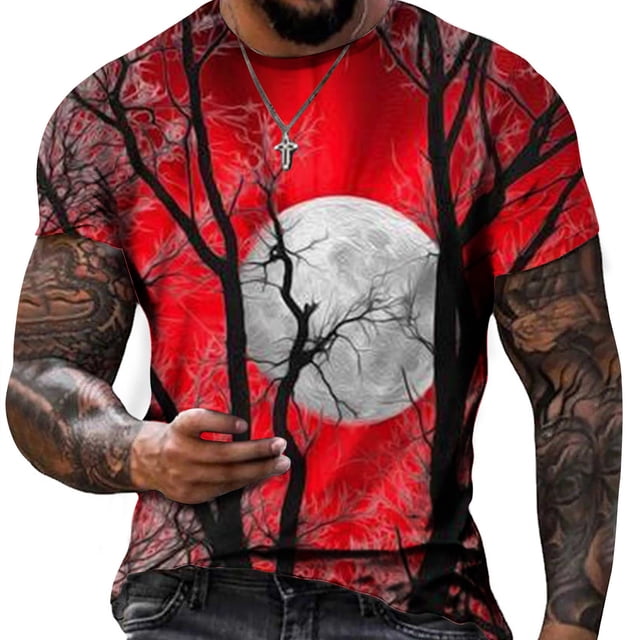 Styesk T-Shirts pour Homme Décontractés Mode Col Rond Chandail Imprimé T-Shirt Manches Courtes Hauts
