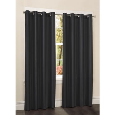 Mainstays Faux Silk 84" Drapery Grommet Window Curtains Panel, Black