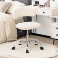thumbnail image 3 of Gymax Computer Desk Chair Adjustable Sherpa Office Chair Swivel Vanity Chair White, 3 of 10