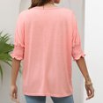 thumbnail image 3 of XZNGL Womens Short Sleeve Blouses Womens Casual Solid Color Round Neck Short Sleeve Tops Blouses Women Short Sleeve Tops Women Short Sleeve Blouse Short Sleeve Tops for Women, 3 of 5