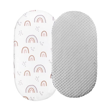 Xuewenshw 2 Pcs Drap pour Couffin pour Bébé Drap de Berceau Drap de Berceau s'Adapte aux Matelas de Landau Rectangulaires et Ovales Coussinets de Couffin Minky à Pois Ensemble de Draps-Housses Dessin Animé Forever Rouleau de 50