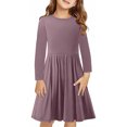 thumbnail image 2 of Rbaofujie Robe à Manches Longues pour Filles, Robes Décontractées pour Enfants, Robe Patineuse Évasée pour l'École et les Fêtes, 4-13 Ans, 2 of 9