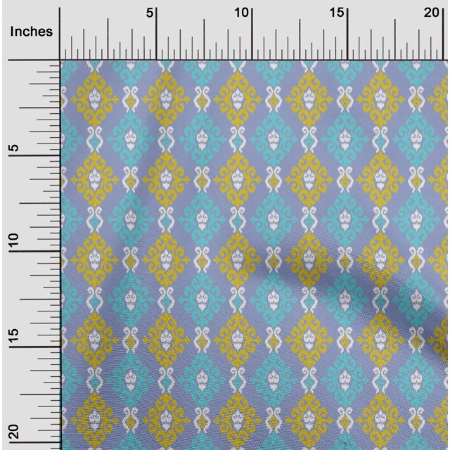 oneOone Cotton Poplin Fabric Swirl Ikat Print Fabric BTY 42 Inch Wide