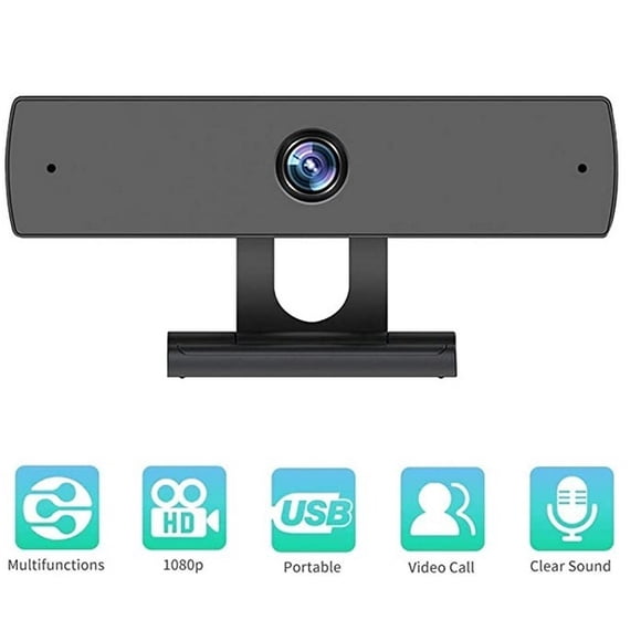 Webcam avec Microphone, Caméra USB HD 1080P pour Streaming en Direct, 110 Degrés Grand-Angle 30fps pour Ordinateur Portable, Bureau, Conférence, V