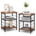 thumbnail image 1 of Costway 2 PCS 3-Tier Side End Table with Adjustable Mesh Shelf Narrow Nightstand, 1 of 10