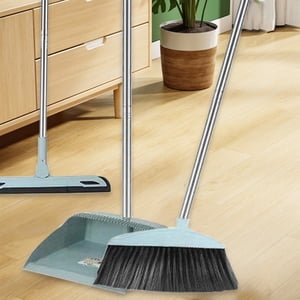 Luiuiu Broom and Dustpan Set of 3, Broom with Dustpan Combo and Rubber Broom, Brooms and Dust Pan with Long Handle, Broom and Dustpans Set for Lobby Kitchen Office