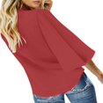 thumbnail image 3 of CHUANK Women‘s Button Down V Neck Tops Ruffled 3/4 Sleeve Tie Knot Front Blouses White Sizes S-2XL, 3 of 8