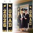thumbnail image 1 of Graduation Decorations 2026 Set Black Gold, Congrats Grad Decor Set with Banner Backdrop Porch Sign,Hanging Swirls Honeycomb Centerpieces Balloons for Grad Party Decorations, 1 of 8