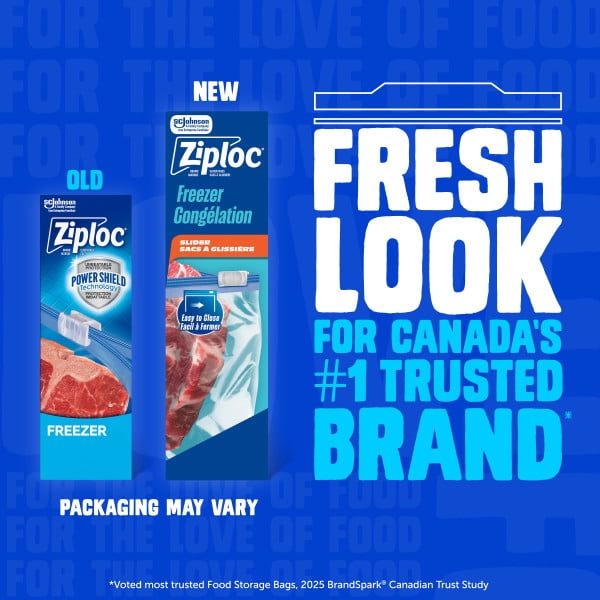 Ziploc® Slider Freezer Bags with Power Seal Technology, Medium