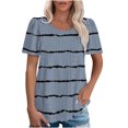 thumbnail image 1 of BVOFAR Chemises à Oeillets à Rayures pour Femmes 2025 Été Blouses à Col Rond Mode T-Shirts à Manches Courtes Chic Décontracté Hauts Coupe Ample, 1 of 7