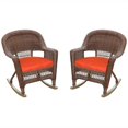 thumbnail image 1 of Jeco Chaise en Osier Couleur Miel avec Coussin Rouge (Ensemble de 4), 1 of 1