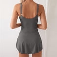 thumbnail image 2 of Women's One Piece Swimsuit Solid Color Bathing Suit with Side Slit & Shirring, Tummy Control Swim Dress for Resort, 2 of 4