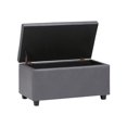 thumbnail image 2 of SIMPLIHOME Cosmopolitan Ottomane de Rangement Rectangulaire à Dessus Relevable de 34 Pouces de Large en Similicuir Capitonné Gris Pierre Rembourré, Repose-Pieds Tabouret, Table Basse pour le Salon, la Chambre et la Chambre d'Enfant, 2 of 8