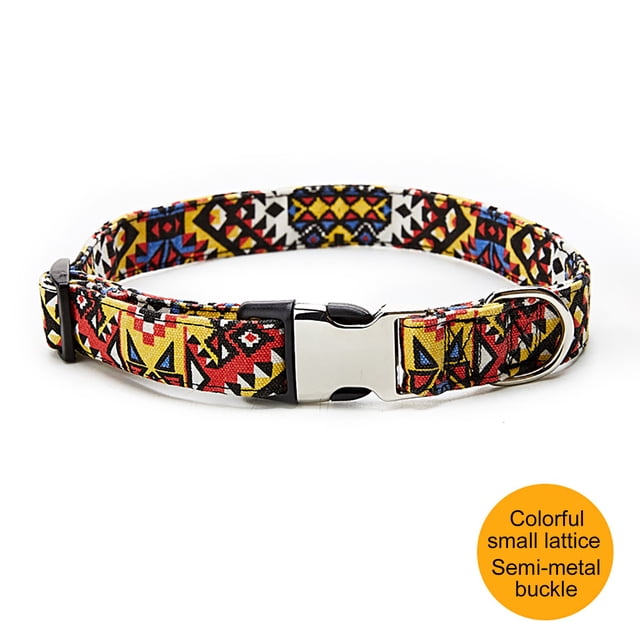 TopLLC Ethnic Pattern Personalized Half Metal Cotton Collar Pet Dog Collar