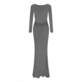 thumbnail image 4 of YFELWZ Robe Longue Dos Nu à Manches Longues Aguichant Col en V pour Femmes Grande Taille Gris TTG, 4 of 9